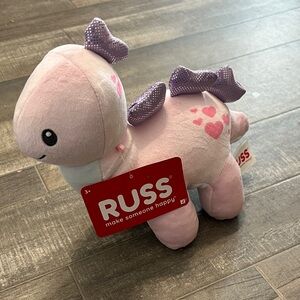 Russ Light Pink Dinosaur Plush with Purple Accents
